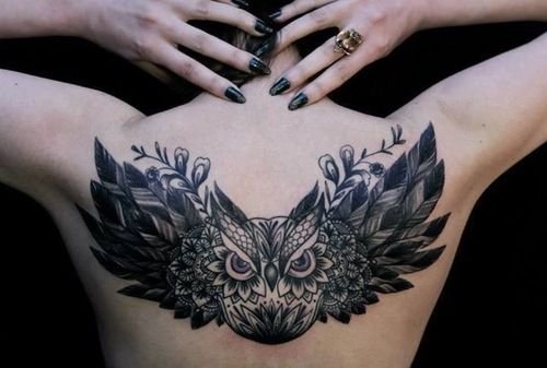Back Owl Tattoos Are a Symbol of Wisdom and Power